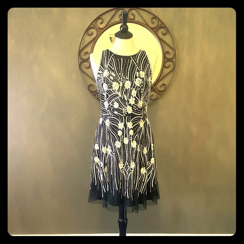 Beautiful beaded black/ivory lace dress